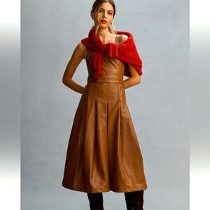 Pilcro faux leather pleated pinafore dress NWT